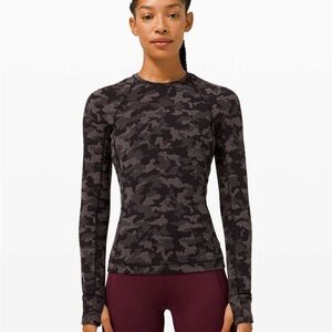 lululemon athletica Gray Camouflage Long Sleeve Top